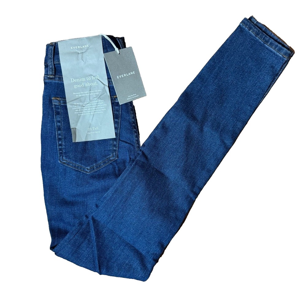 NWT Everlane Sz 23 Tall High-Rise Skinny Jean Stretch Slim Dark Wash 31" inseam